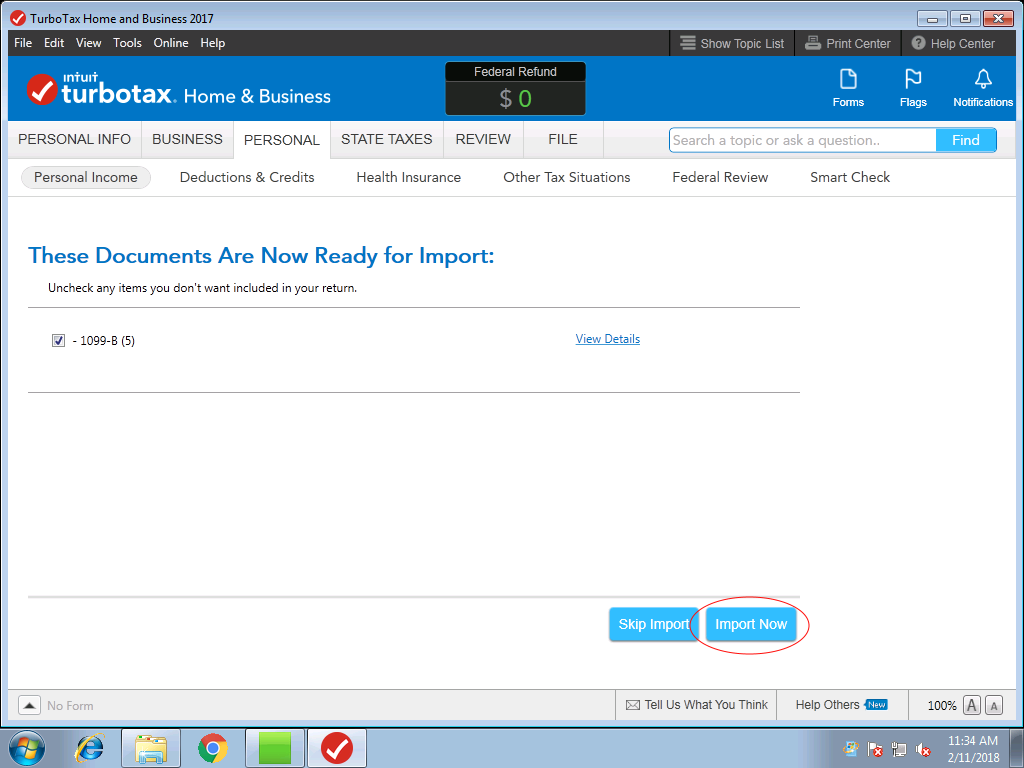 Import TXF file in TurboTax